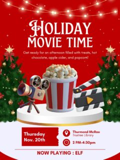 Just a reminder to come hang out with us on Thursday!! The students spoke and the movie of choice was Elf!