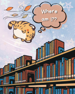 Are those the Trustee Library stacks? Where in the shelves is the little tiger floating today?
